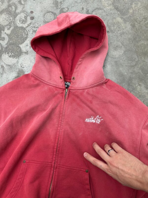 Red sunfade zip hoodie