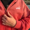 Red sunfade zip hoodie