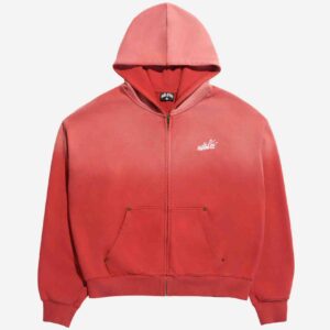 Red sunfade zip hoodie
