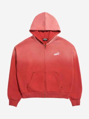 zip_rouge_web Red sunfade zip hoodie