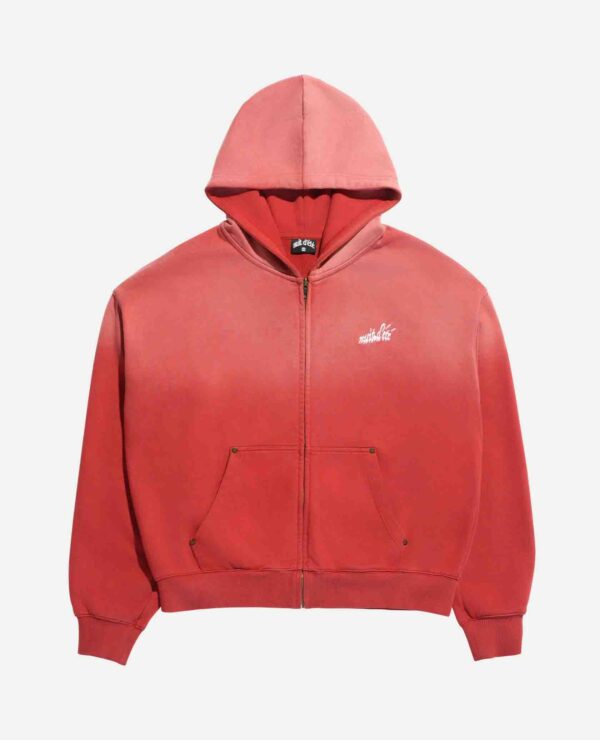 Red sunfade zip hoodie