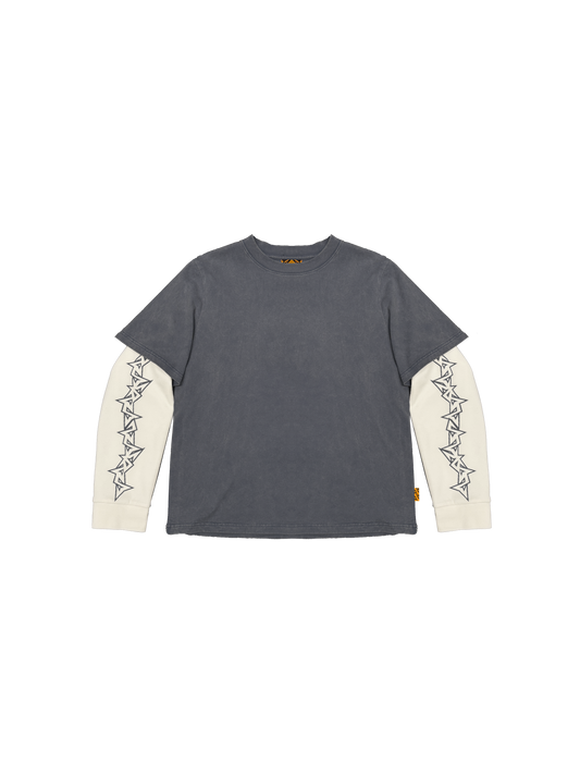 WASHED GREY LAYER TEE