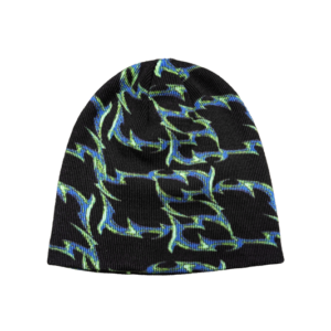 BLACK BLUE ORNAMENTS BEANIE