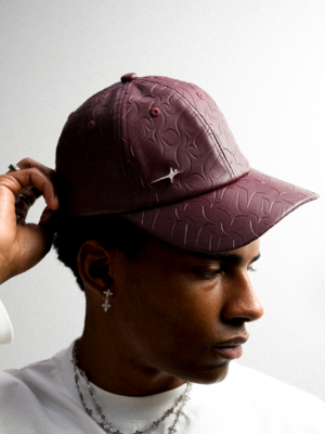 Leather Monogram cap - Bordeaux & Moissanite