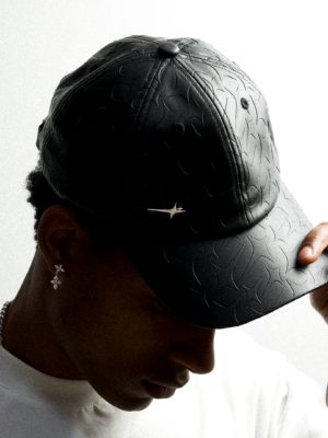 Leather Monogram Cap - Noir & Moissanite