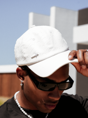Leather Monogram cap - Blanc & Moissanite