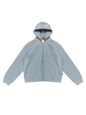 ICE BLUE HEAVY WAFFLE ZIP HOODIE