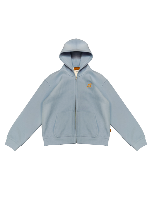 ICE BLUE HEAVY WAFFLE ZIP HOODIE