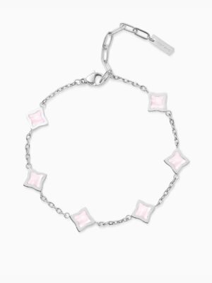 Bracelet Flower câble Argenté - Motif Rose
