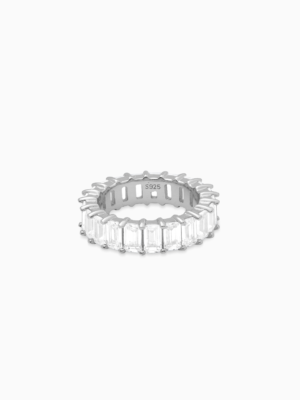 Baguette eternity ring argentée - Blanc