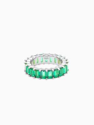 Baguette eternity ring argentée - Vert
