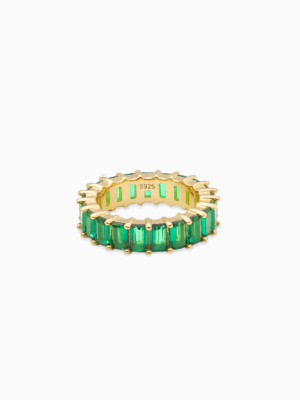 Baguette eternity ring dorée - Vert
