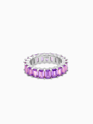 Baguette eternity ring argentée - Violet