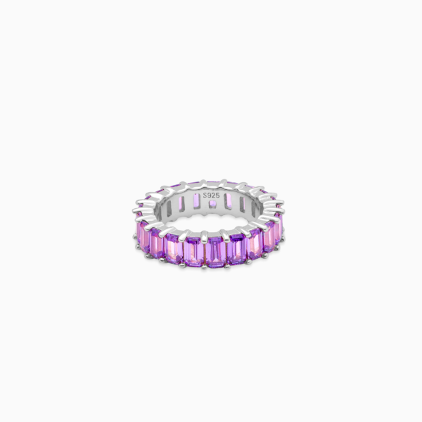 Baguette eternity ring argentée - Violet
