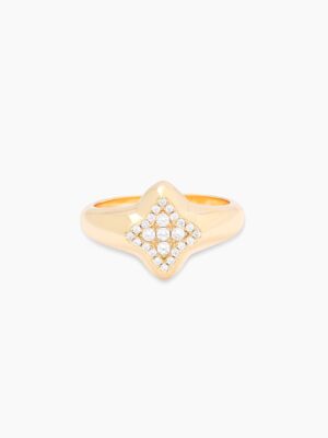 Flower signet ring dorée