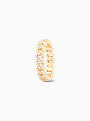 Slim Iced Cuban link ring dorée