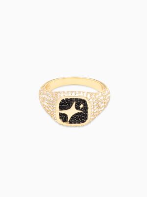 Iced Square signet ring dorée