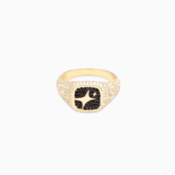 Iced Square signet ring dorée – Make it Shine