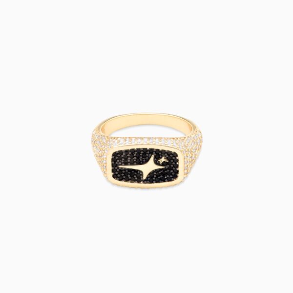 Iced Rectangle signet ring dorée – Make it Shine