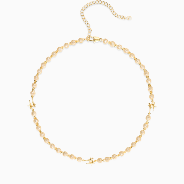 Chaîne Iced Bead link Signature Dorée