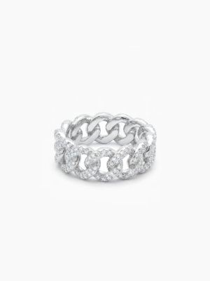 Iced Cuban link ring argentée