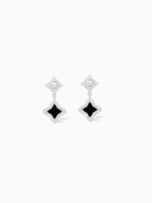 Stars & Flowers earrings argentées - Motif noir