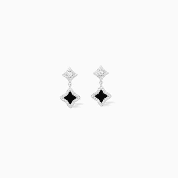 Stars & Flowers earrings argentées - Motif noir – Make it Shine