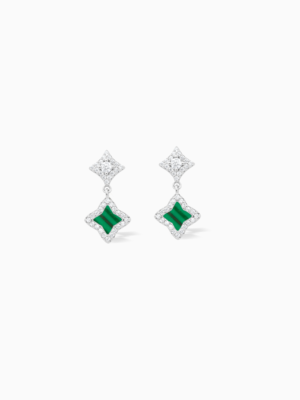 Stars & Flowers earrings argentées - Motif vert