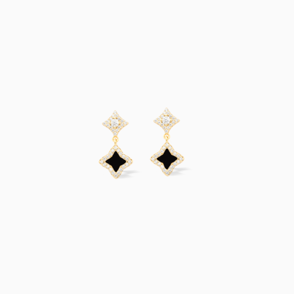 Stars & Flowers earrings dorées - Motif noir – Make it Shine