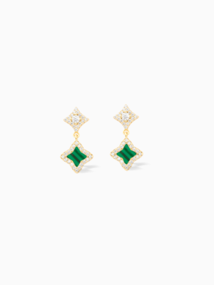 Stars & Flowers earrings dorées - Motif vert