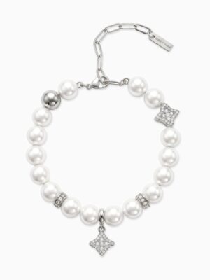 Bracelet Flower Pearl Argenté - Pierres Blanches