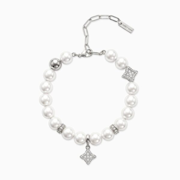 Bracelet Flower Pearl Argenté - Pierres Blanches