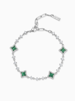 Bracelet Flower Tennis Argenté - Motif Vert