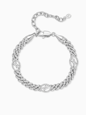 Bracelet Iced Cuban link Signature 5 mm Argenté