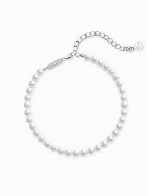 Bracelet perlé 4 mm argenté