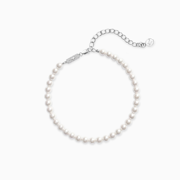 Bracelet perlé 4 mm argenté