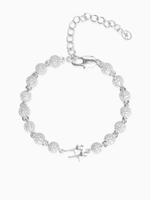 Bracelet Iced Bead link Signature Argenté