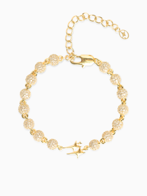Bracelet Iced Bead link Signature Doré