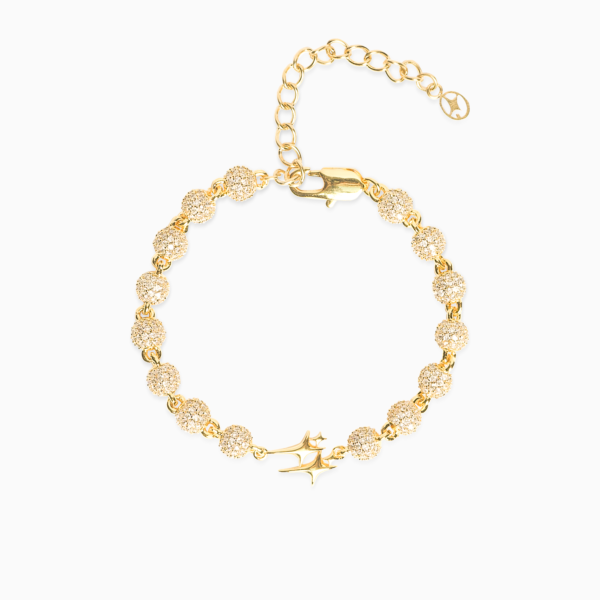 Bracelet Iced Bead link Signature Doré