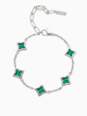 Bracelet Flower câble Argenté - Motif Vert
