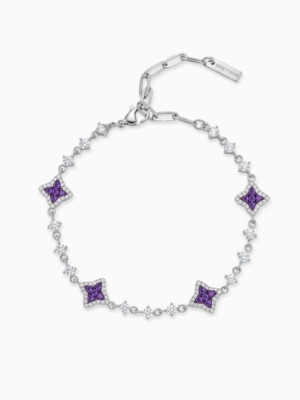 Bracelet Flower Tennis Argenté - Pierres violettes