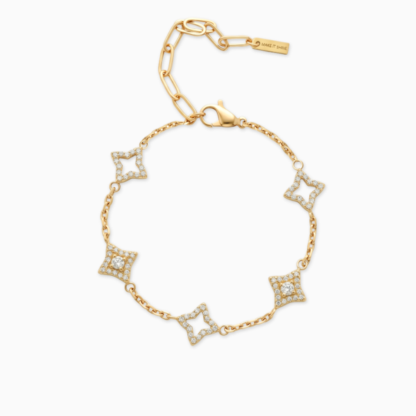 Bracelet Mixed Star & Flower Doré
