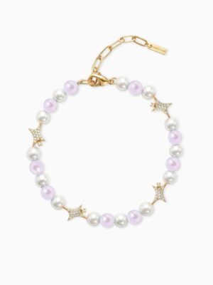 Bracelet perlé Signature Doré - Blanc et Rose