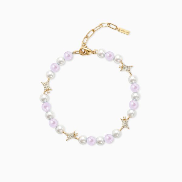 Bracelet perlé Signature Doré - Blanc et Rose