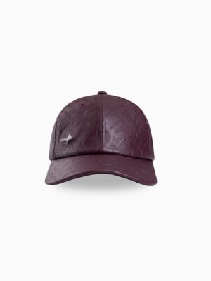 Leather Monogram Cap - Bordeaux