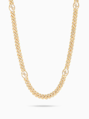 Chaîne Iced Cuban link Signature 5 mm Dorée