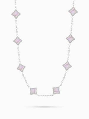 Chaîne Flower câble Argentée - Motif Rose