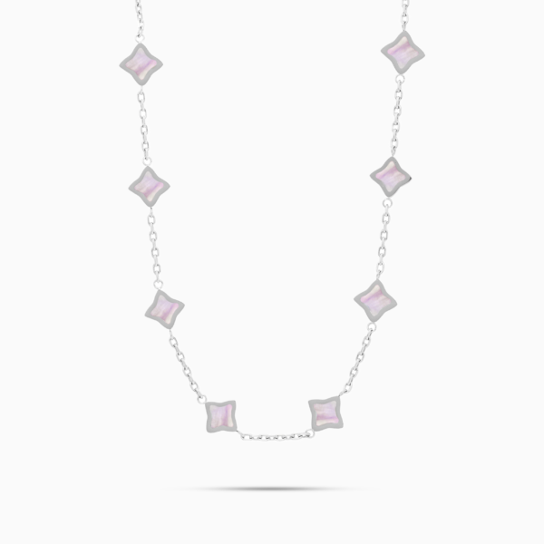Chaîne Flower câble Argentée - Motif Rose