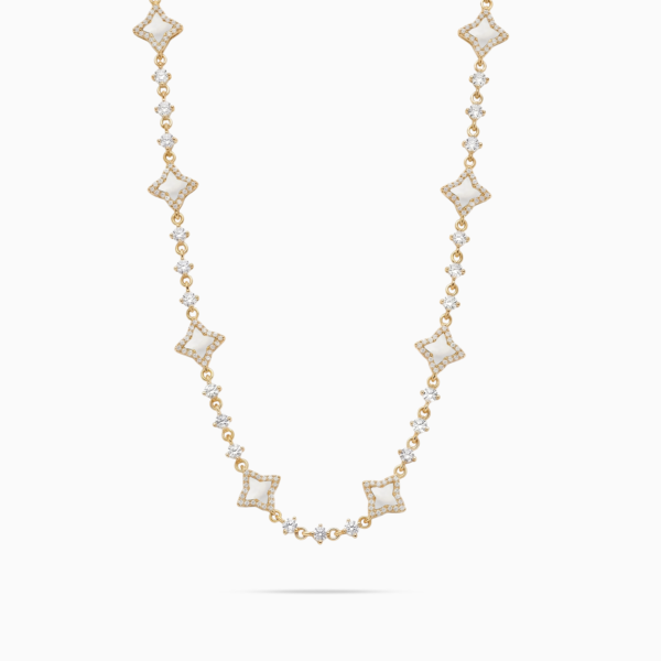 Chaîne Flower Tennis Dorée - Motif Blanc – Make it Shine