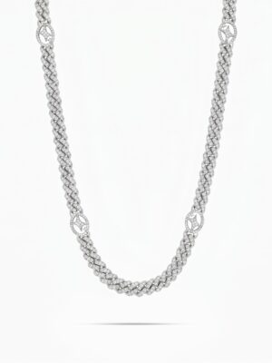Chaîne Iced Cuban link Signature 5 mm Argentée